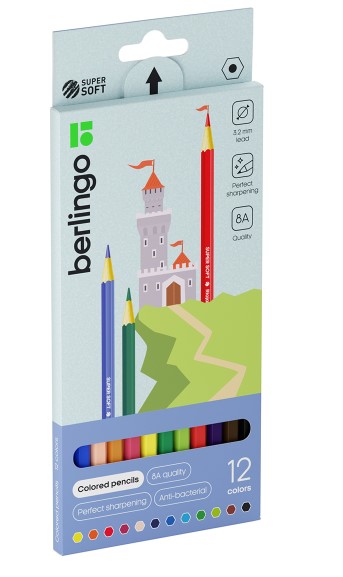 Цветные карандаши, Berlingo. Замки, 12 цветов, 3,2 мм, SS00112