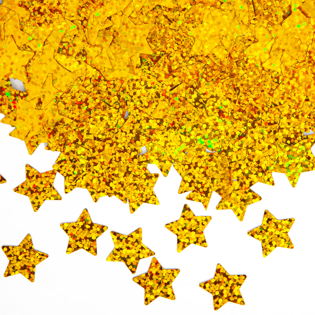 Конфетти фольга Звезда, Золото, Голография, 1,5 см, 50 гр, 6015202