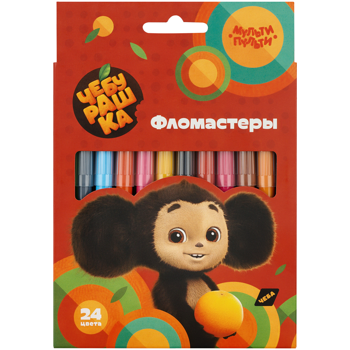 Фломастеры, Мульти-Пульти, 'Чебурашка', 24 цвета, смываемые чернила, ФЛЧБ_53016
