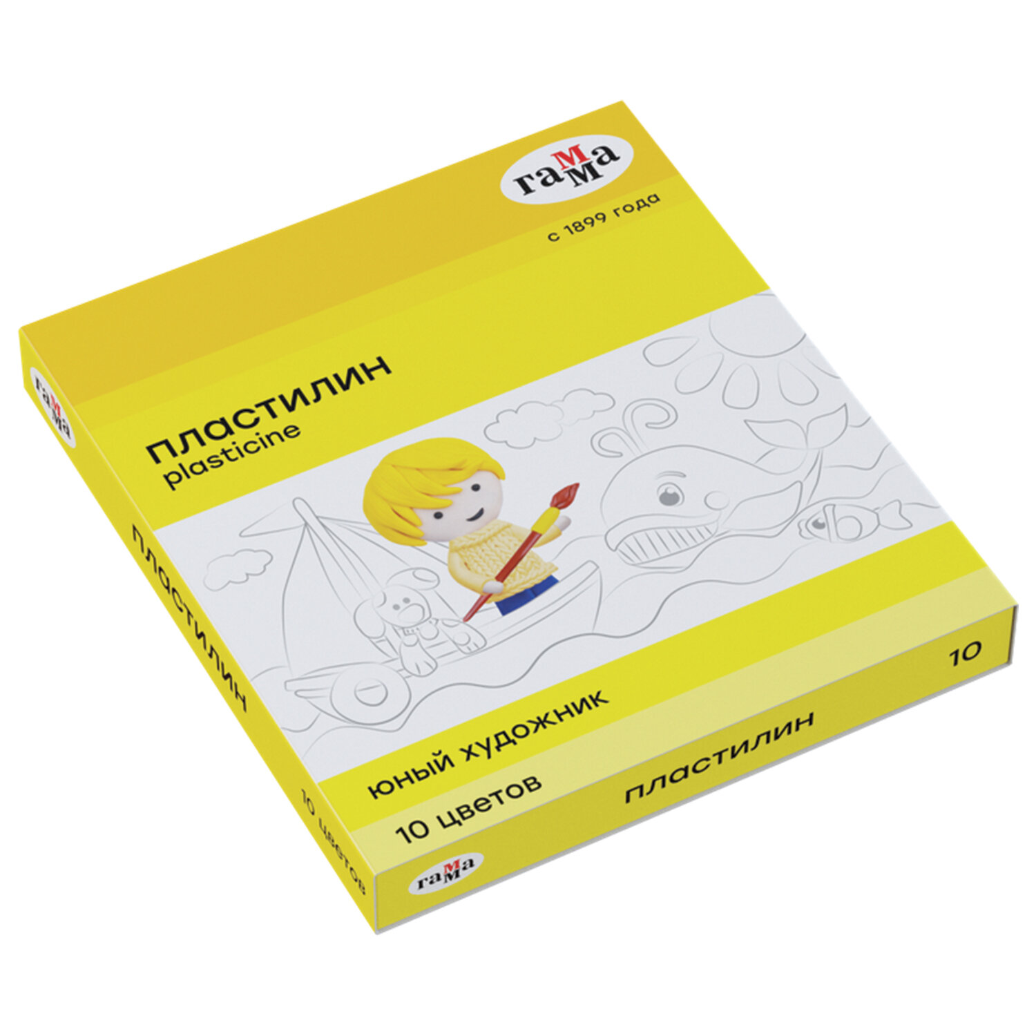 Пластилин Гамма 'Юный художник' NEW, 10 цветов, 140 г, со стеком, картон.упаковка, 280044
