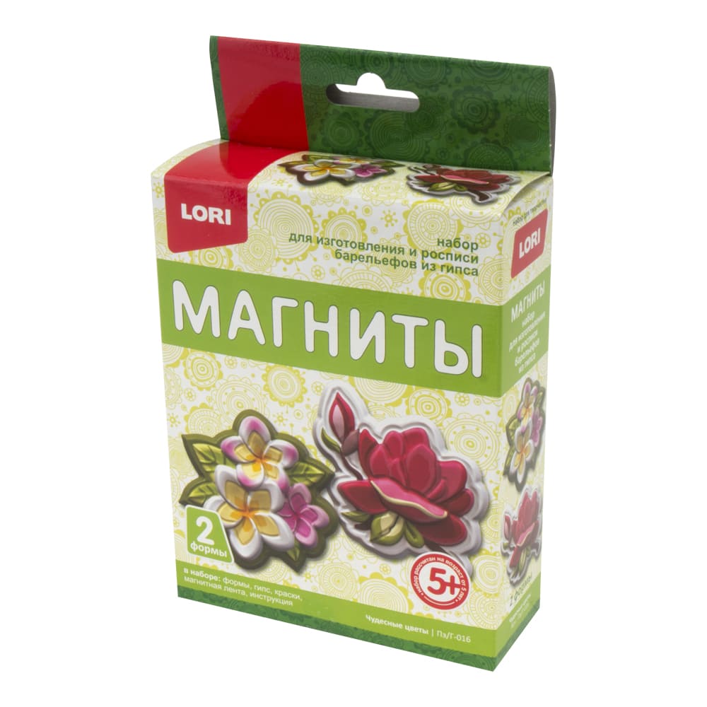 Магниты из гипса LORI 'Чудесные цветы', 2 формы, картон. уп., Пз;Г-016