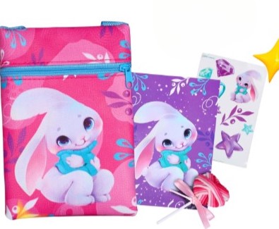 Подарочный набор для девочки 'Зайчики' сумка, набор резинок, блокнот, тату, 9105072