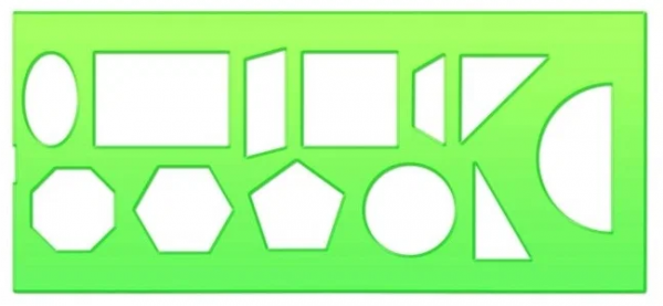 Трафарет геометрических фигур , 12 элементов , зеленый цвет, ТТ11