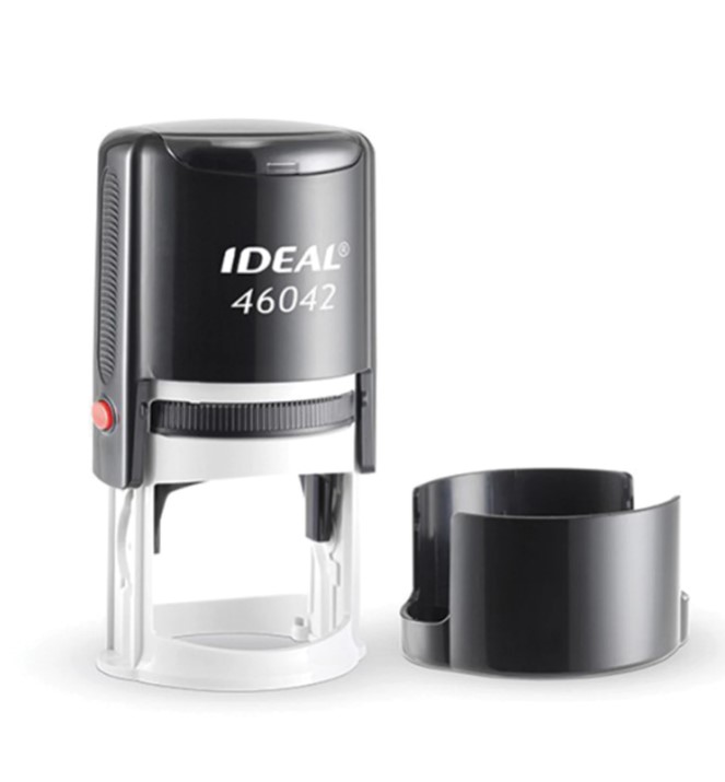 Оснастка для печатей, оттиск D=42 мм, синий, TRODAT IDEAL 46042, корпус черный, крышка, 237928