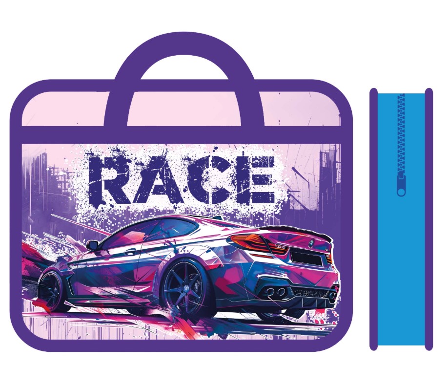 Папка детская А4 пластиковая, с ручками, RACE, 2025, ПМ-А4-25