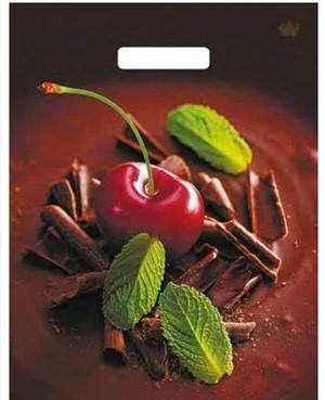 Пакет ПЭ с вырубной ручкой 31х40см (х50) (Вишенка) ламинированный Тико, ВУР49578