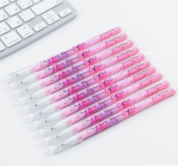 Ручка пластик с колпачком, You are beautiful, синяя паста, шариковая, 0,5 мм, 9229704