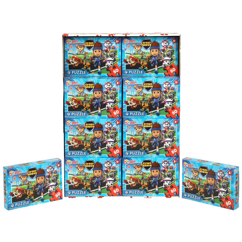 Пазлы классические в коробке. 80 деталей. 130х90х25 мм, 'Суперщенки', 368084