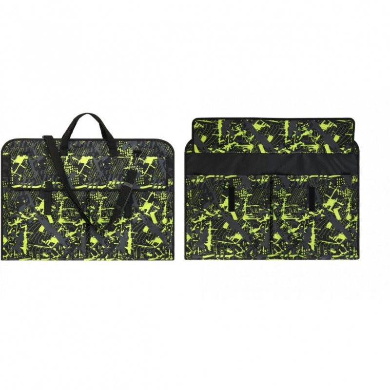 Папка художника 'Зеленый на черном', А2 , принтованная ткань, ПХ-2997