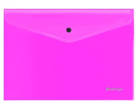 Папка конверт на кнопке 'Berlingo. Neon', А4, 200 мкм, непрозрачная, розовый, EFb_А4391
