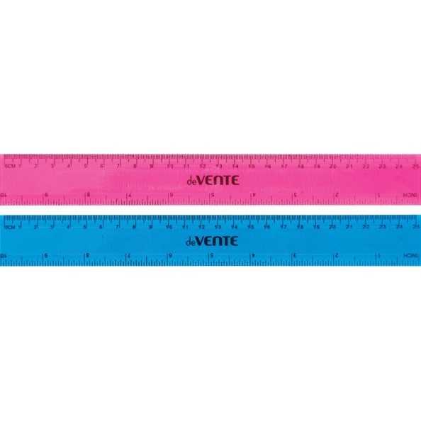 Линейка пластиковая 'deVENTE' 25 см, с индивидуальной маркировкой, полупрозрачная цветная, 5091320