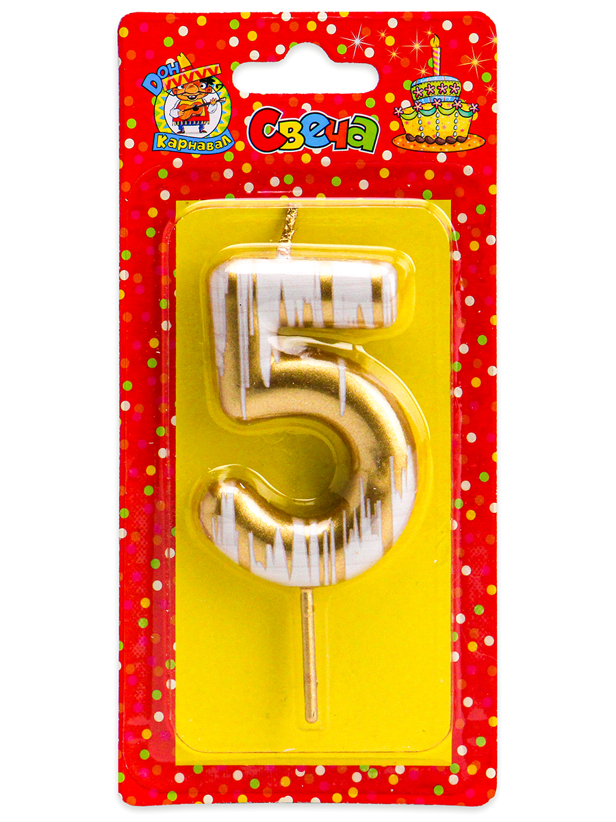Свеча для торта, цифра 5, шебби шик, С-2514