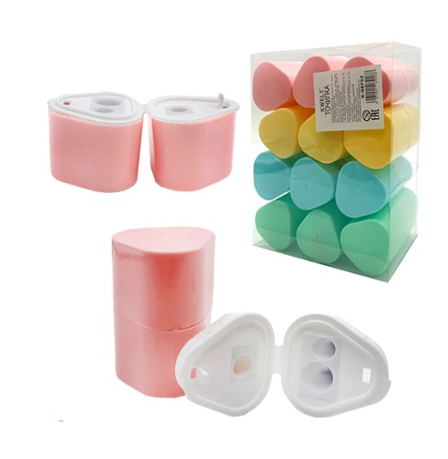 Точилка 'KWELT. Triangle pastel', 3 отверстия, с контейнером, цвет ассорти, К-08752