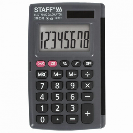 Калькулятор карманный STAFF STF-6248 (104х63 мм) , 8 разрядов , двойное питание, 250284