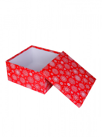 Изображение Коробка подарочная Miland "Снежинки на красном", 8х8х4 см., квадратная (Серия 11в1), картон, 0997 от интернет-магазина КИТ