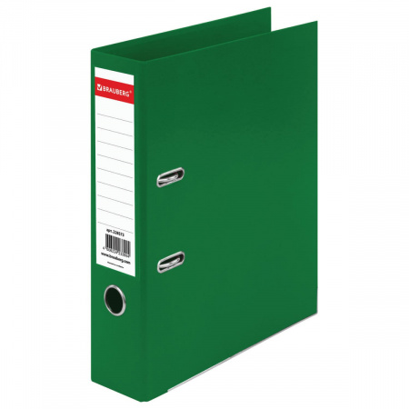 Папка регистратор , А4 , "BRAUBERG "EXTRA", 75 мм , зеленая , пластик , металлический угол, 228573