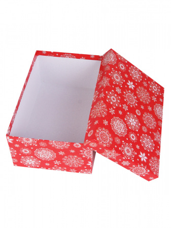 Изображение Коробка подарочная Miland "Снежинки на красном" 14х8х5 см., прямоугольная (Серия 10в1), картон, 1499 от интернет-магазина КИТ