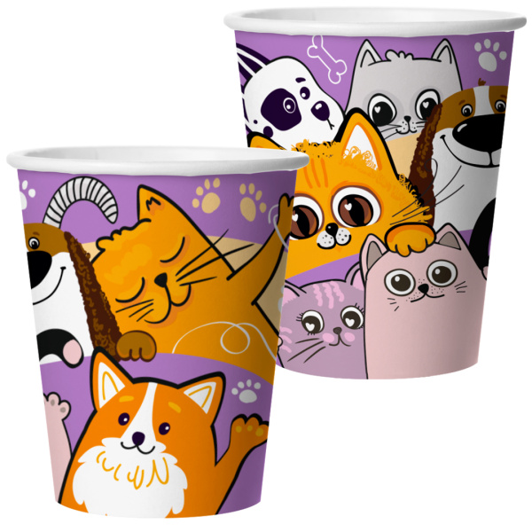 Стаканы Кошечки Собачки (6 шт;уп), 77517