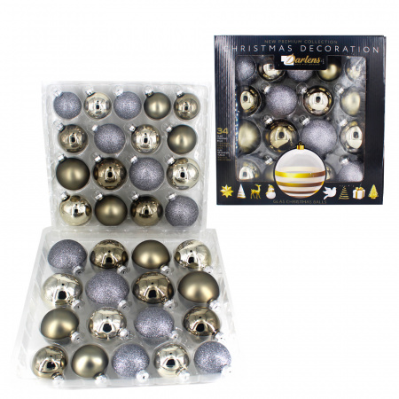 Изображение Набор елочных шаров DARLENS, (34 шт/уп), стеклянные, цвета ассорти, DL-DRL02327 от интернет-магазина КИТ
