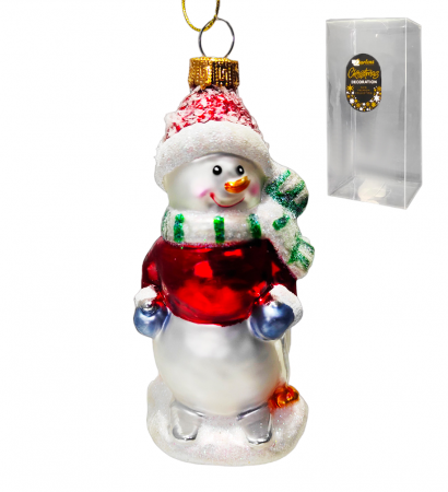 Изображение Елочная игрушка DARLENS ,"Снеговик", 5,6х4,8х11,7 см, стекло, DL-DRL05238 от интернет-магазина КИТ