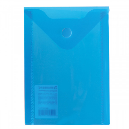 Папка-конверт с кнопкой , А6 , синяя , (105х148 мм), 0,18 мм, 227317