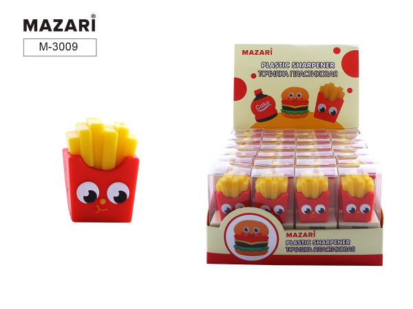 Точилка пластиковая FRIES, 1 отверстие для заточки, 1 дизайн, ПВХ-упаковка, M-3009