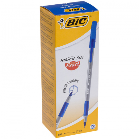 Ручка шариковая Bic "Round Stic Exact" синяя, 0.7 мм., корпус пласт., грип, 918543
