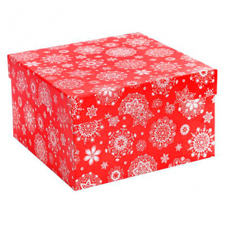 Изображение Коробка подарочная Miland "Снежинки на красном", 12х12х9 см., квадратная (Серия 5в1), картон, 1376 от интернет-магазина КИТ